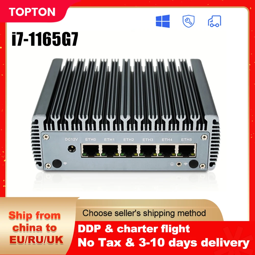 

Fanless 6 LAN Mini PC Firewall Appliance Intel Core i7 1165G7 i5 1135G7 Gigabit Ethernet AES-NI LTE pfSense VPN Router Openwrt