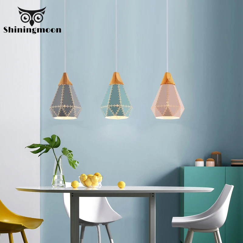 

Modern Iron LED Pendant Lights Creative Wooden Pendant Lamp Restaurant Kitchen Hanging Lamp Rope Stairs Home Decor Light Fixures