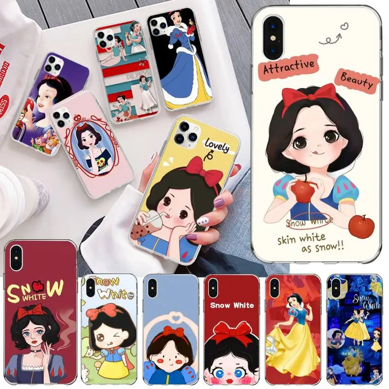 

snow White Phone Case For iphone 13 12 11 Pro Mini XS Max 8 7 Plus X SE 2020 XR Silicone Soft Cover