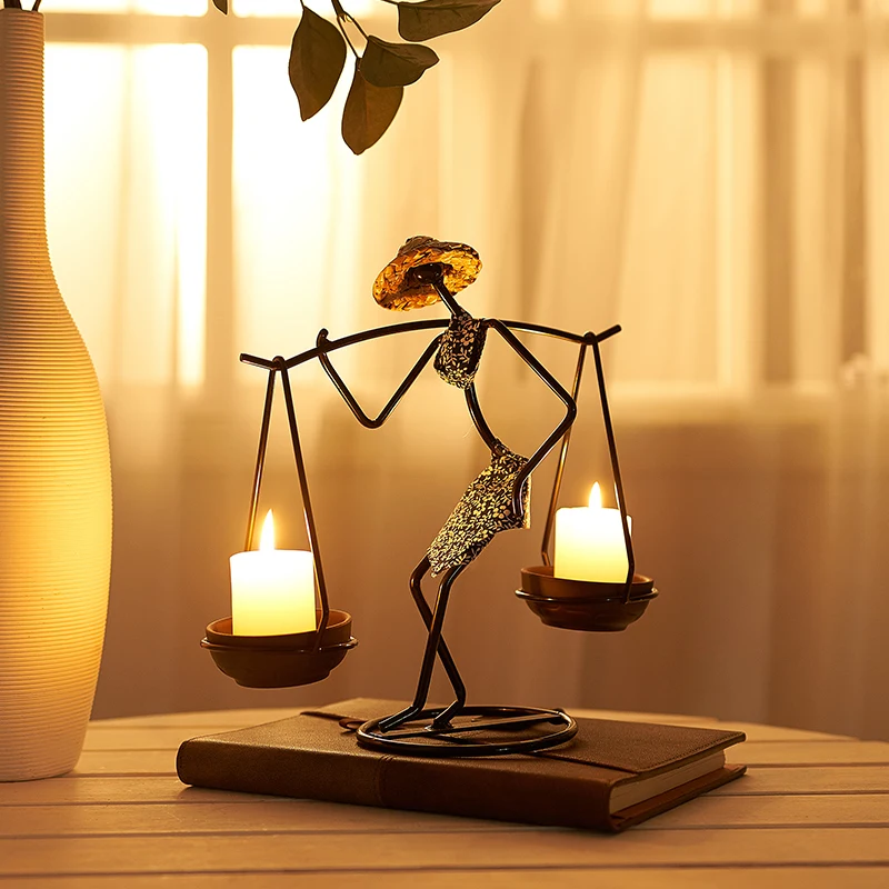 

Nordic Metal Candlestick Home Decoration Abstract Character Sculpture Candle Holder Decor Handmade Figurines Gift 2021