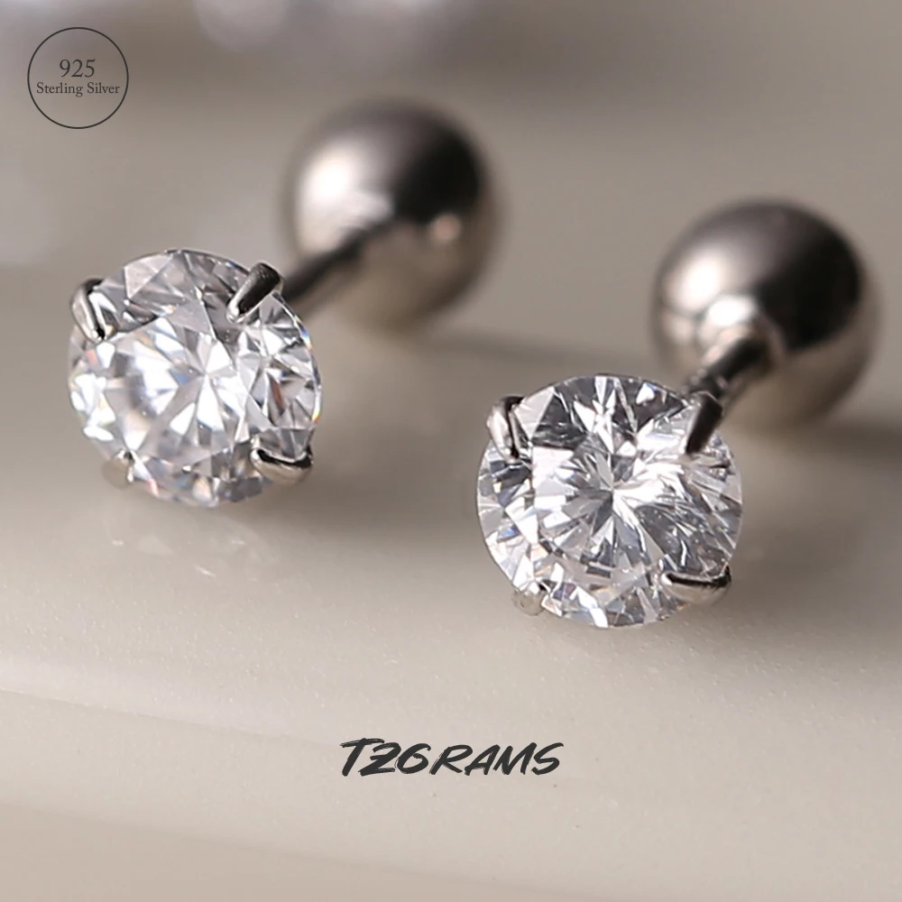 

Серьги-гвоздики серебряные минималистичные с круглым цирконом, не вызывающие аллергии