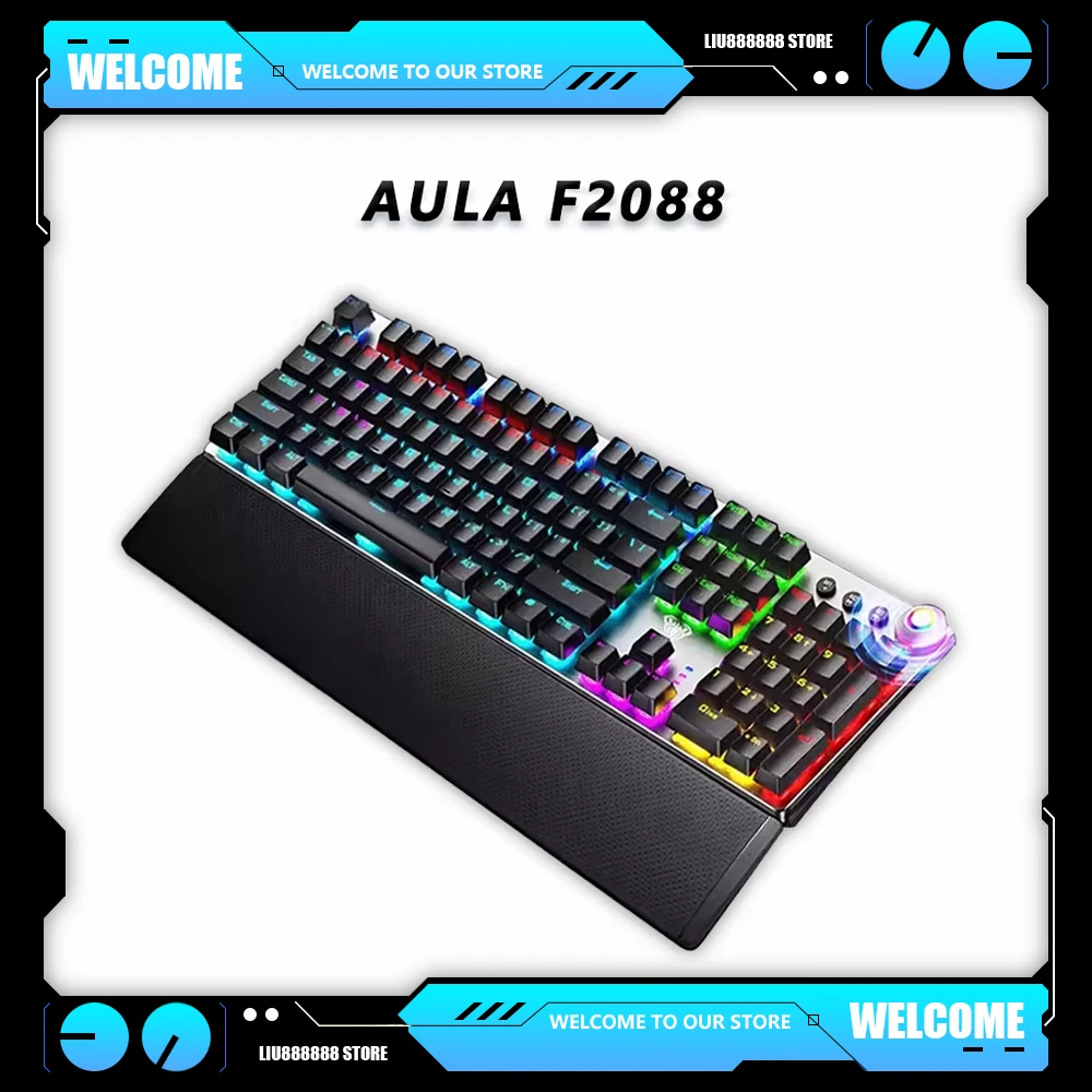 AULA F2088pro Проводная механическая клавиатура с защитой от ореолов RGB-подсветка