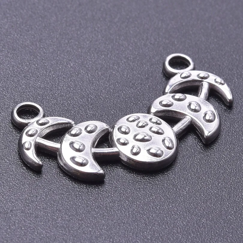 3pcs 17x30mm Stainless Steel Moon Star Connector Charms For Jewelry Making Necklace Accessories