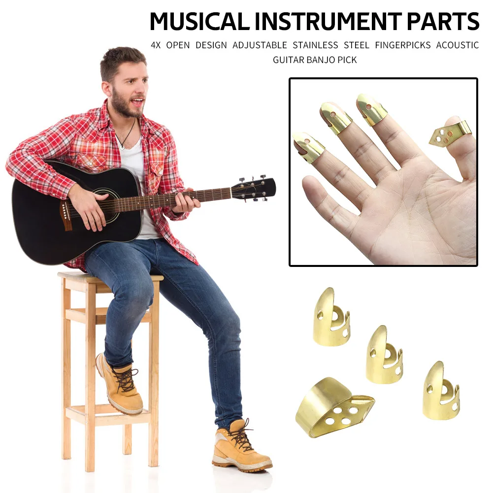 

4-кратный открытый дизайн гитары банджо палочка для пальцев s акустические Легкие регулируемые портативные музыкальные элементы из нержаве...