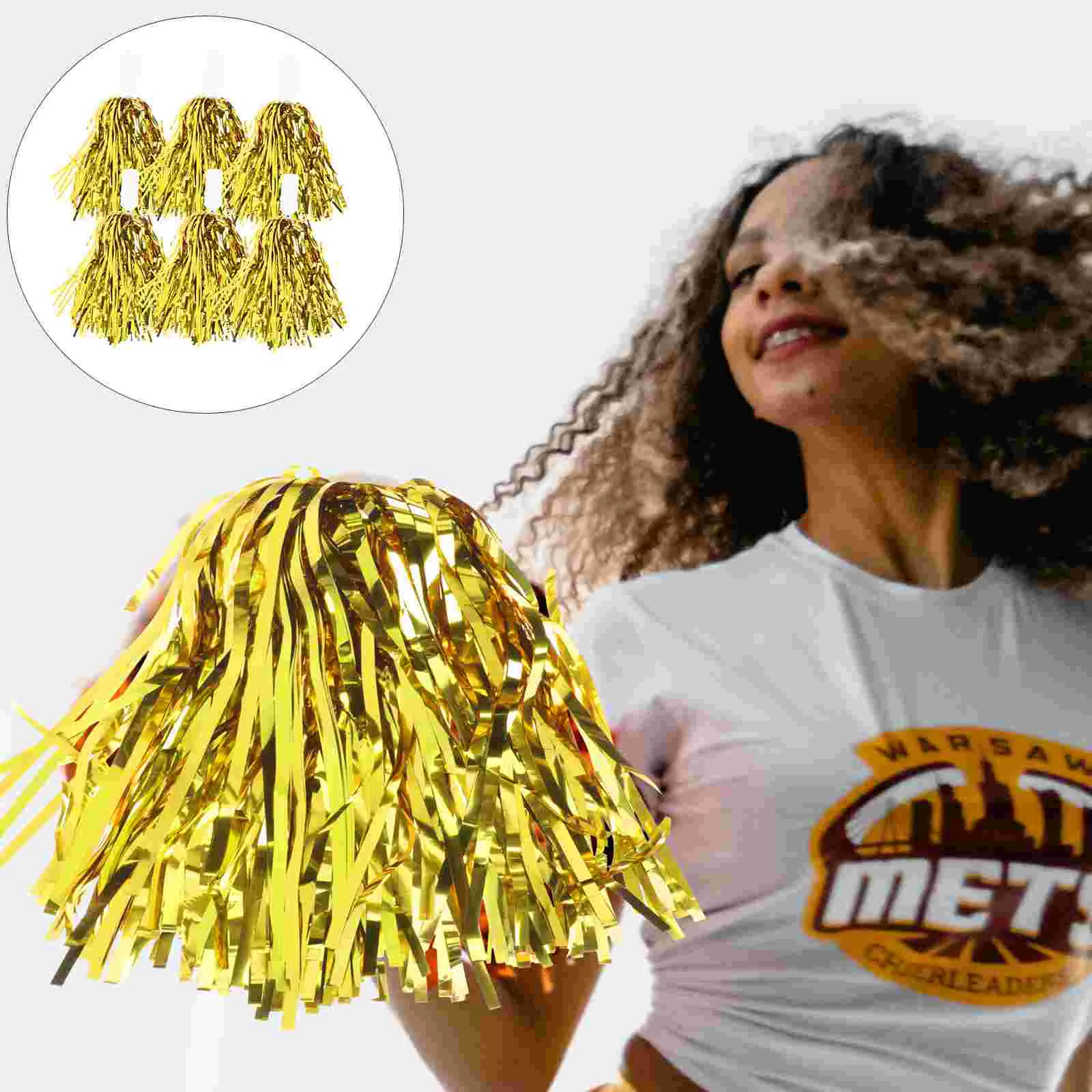

6 Pcs Flash Cheerleaders Hand Flower Red Pom Poms Cheerleading Performance Adornment