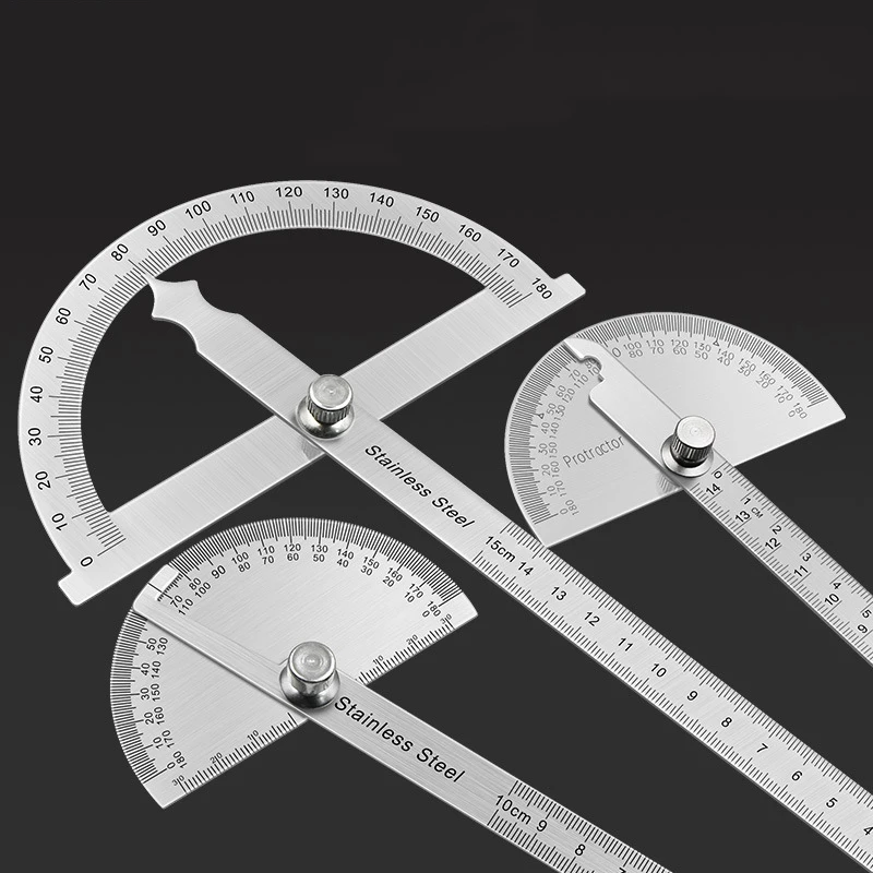 

180 Degree Adjustable Protractor Stainless Steel Gauge Round Head Caliper Measuring Ruler for Woodworking Engineering Drawing