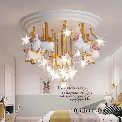 Nordic Modern Simple LED Star Pony ceiling lamp Boys and Girls Bedroom Colored Soldiers free shipping