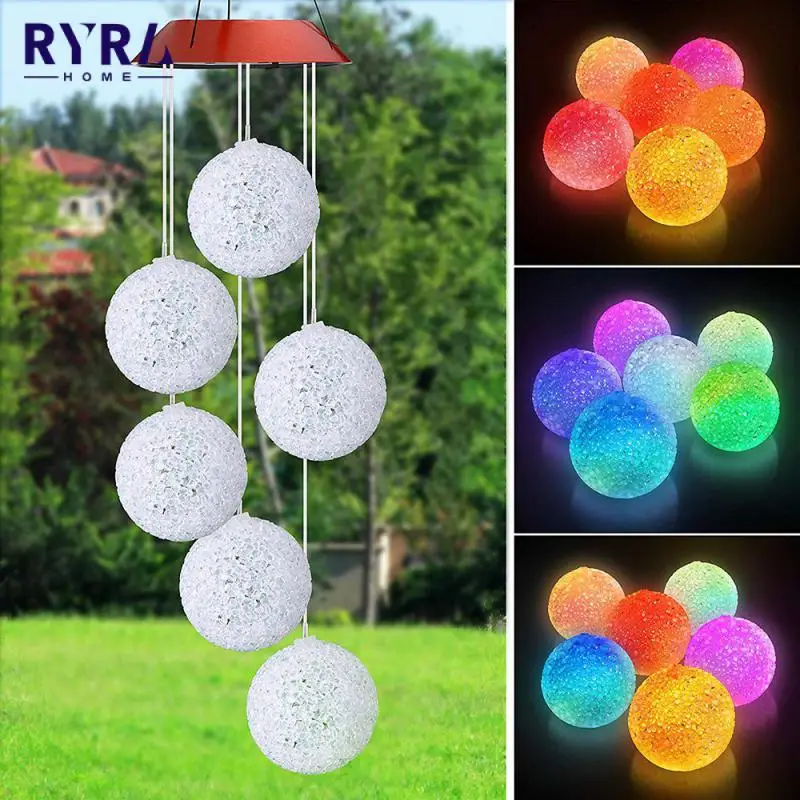 

Лидер продаж, светодиодный светильник на солнечной батарее, декоративный ветровой Колокольчик для сада, меняющий цвет, уличная лампа на сол...