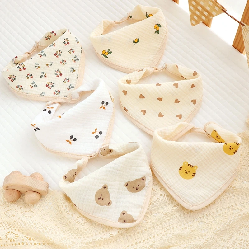 

Baby Bibs Cotton Muslin Newborn Solid Color Snap Button Soft Triangle Towel Feeding Drool Bibs Saliva Towel Baby Bandana Bibs