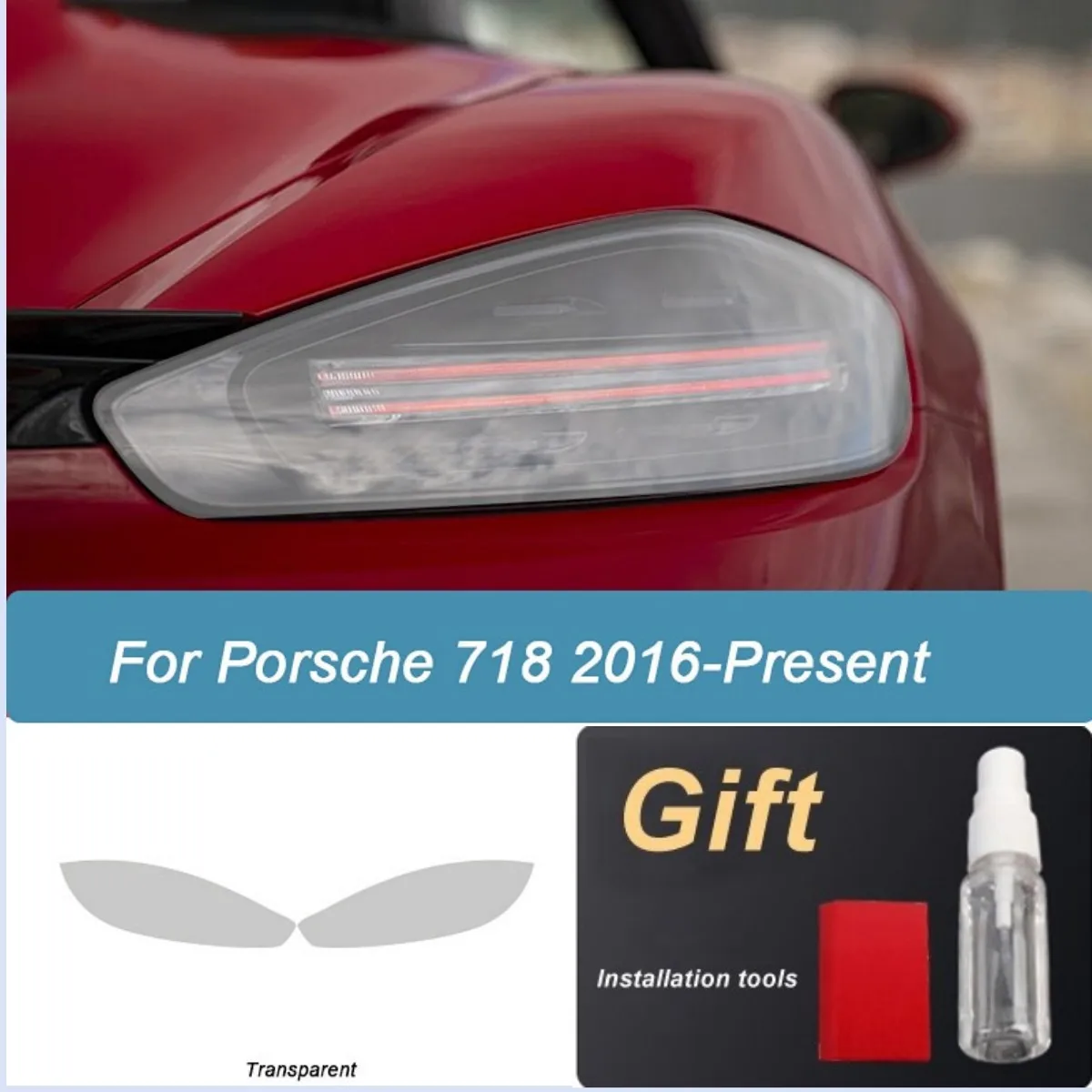 

Car Headlight Protective Film For Porsche 718 Boxster Cayman GTS Tint Wrap Vinyl Taillight Smoked Black Transparent TPU Sticker