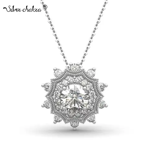 Real 1 Carat D Color Moissanite Necklace Pendant For Women 100% 925 Sterling Silver Designer Couple Diamond Fine Jewelry
