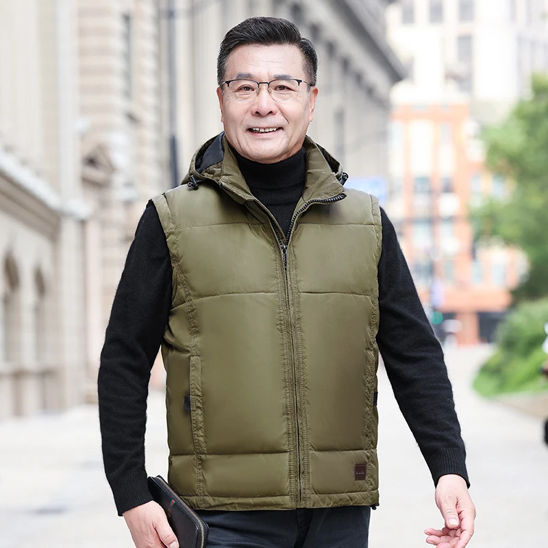 Plus Size 5XL Men Down Vest Sleeveless Jacket Men Down Thick Hooded Vests Male Waistcoat Warm Mens Winter Vests