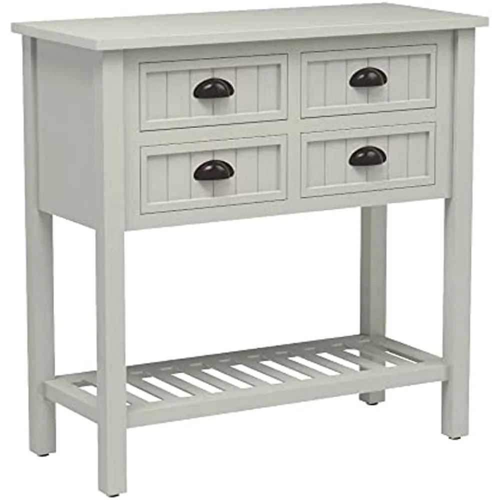 

Bailey Bead Board 4-Drawer Console Table, 14x32x32, Antique White