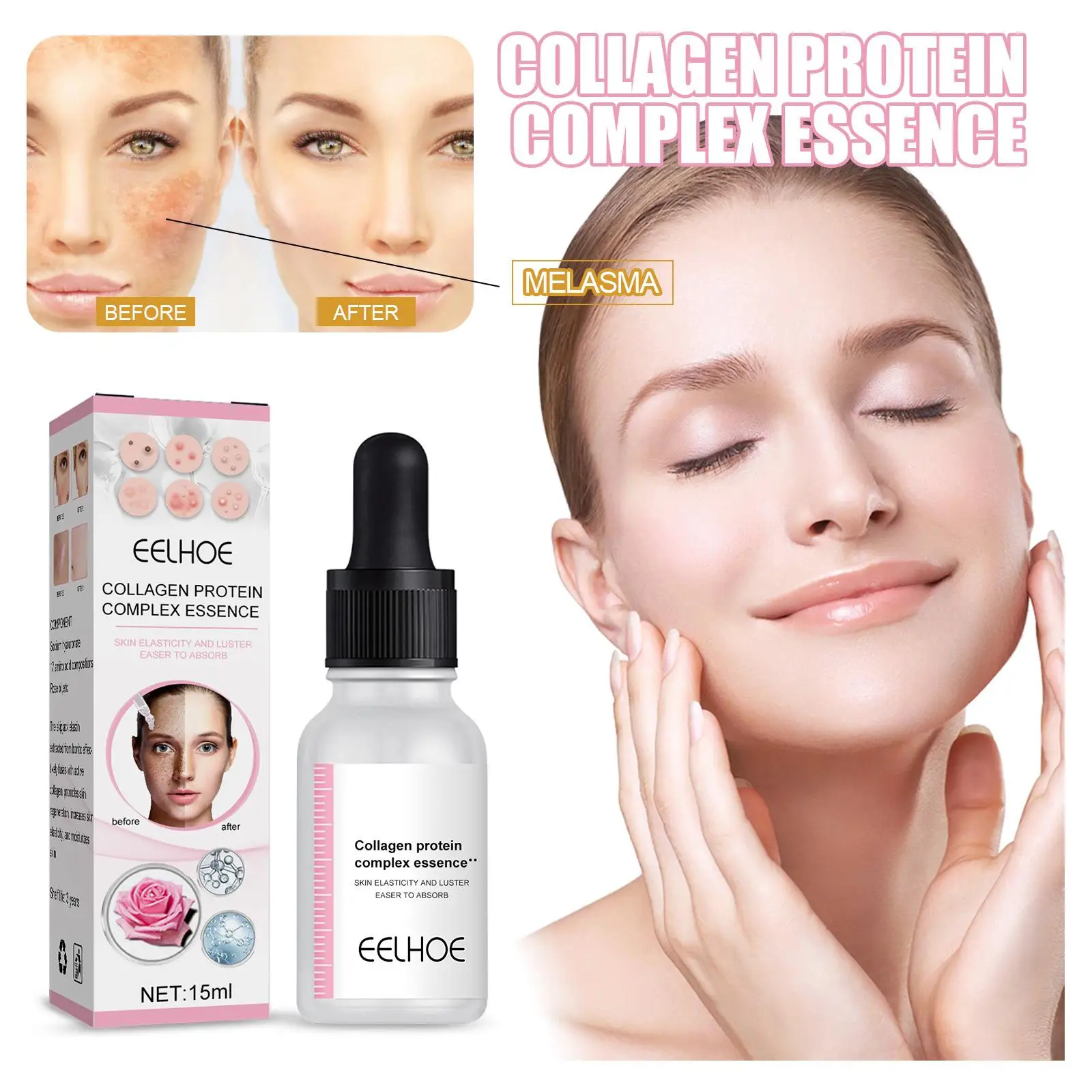 

15ml Collagen Wrinkle Remover Serum Lifting Firming Repair Care Face Smooth Essence Moisturizing Fade Lines Skin Fine Anti- B3D2