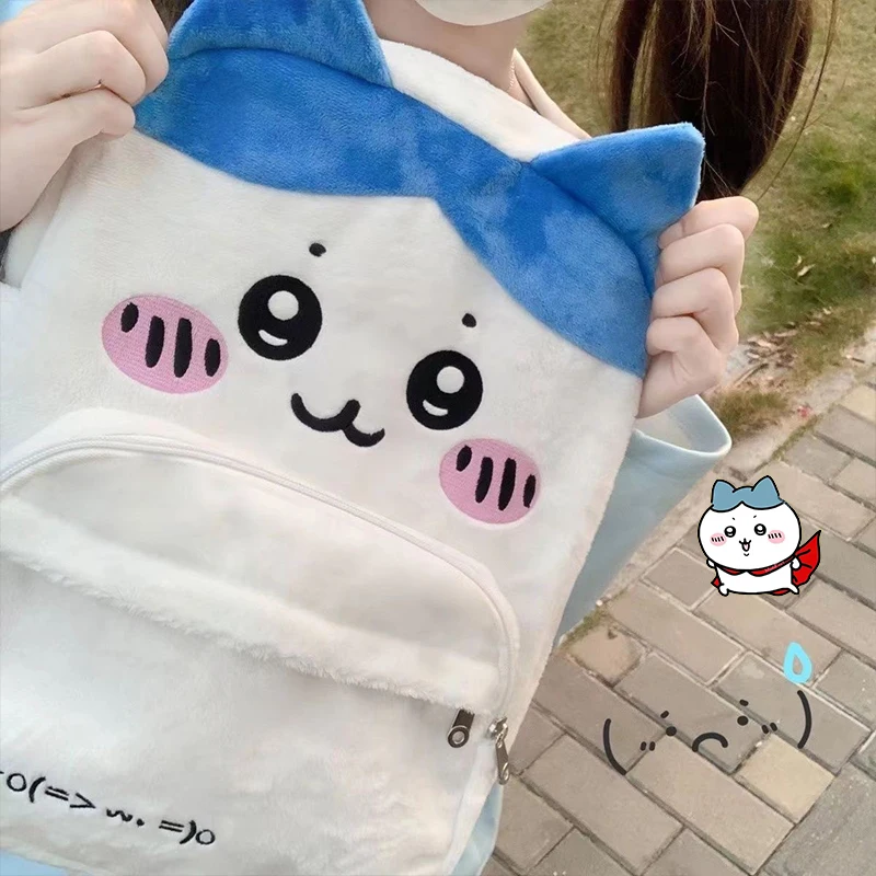 Фото Супермилый рюкзак Chiikawa Hachiware с вышивкой, большой вместимости, в стиле Kawaii Usagi, модный повседневный школьный ранец для студентов, подарок №2