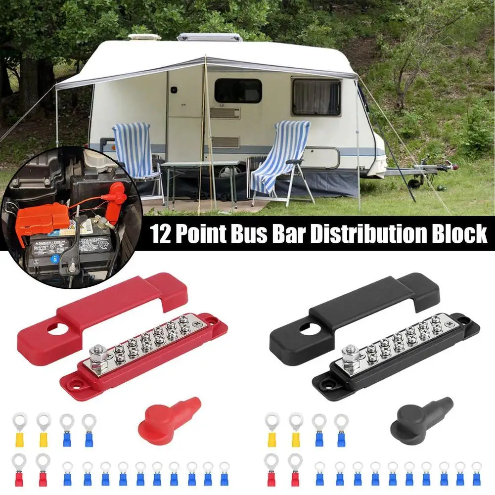 

12-way Terminal Busbar 8v 150a Bus Bar Power Distribution Block With Terminal For Rv Yacht Vehicles Lighting