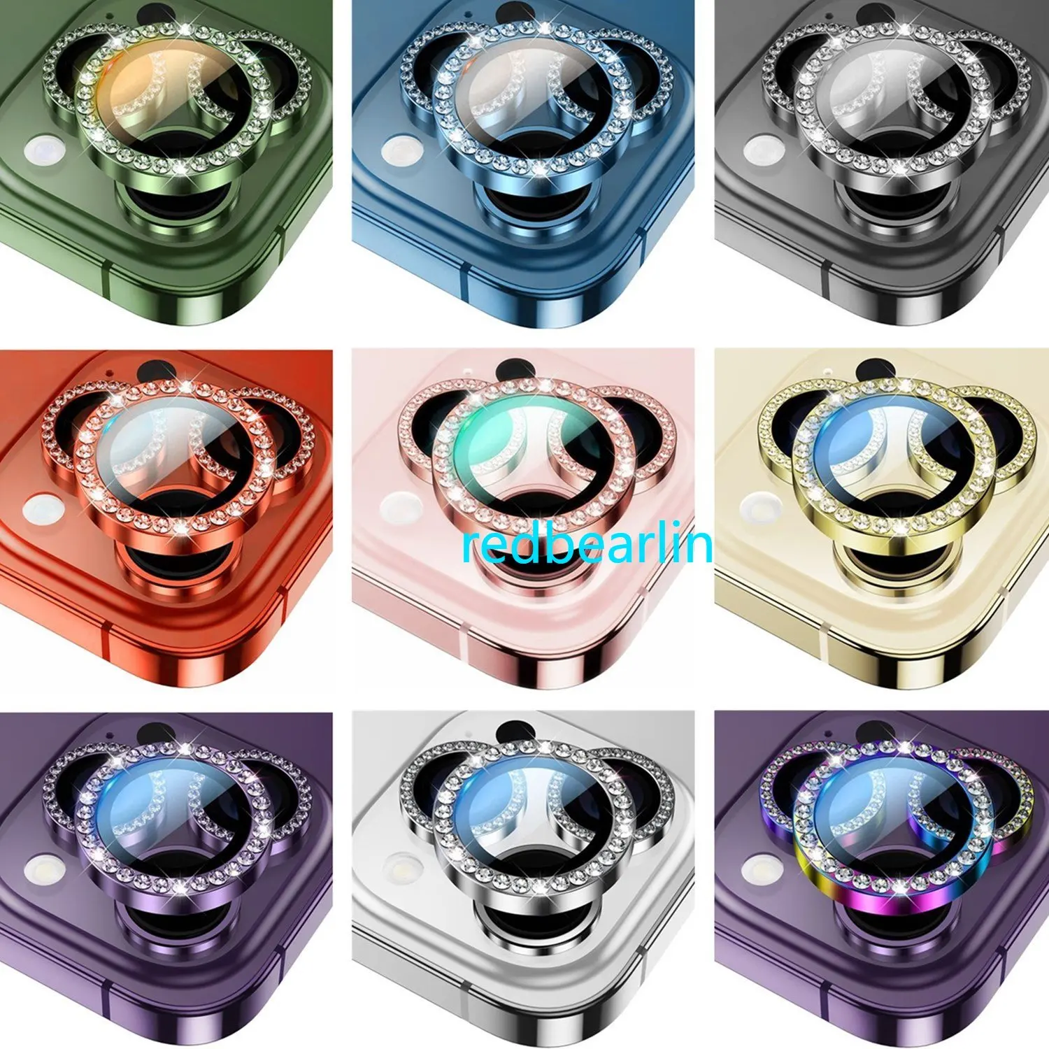50pcs Glitter Diamond Rhinestone Camera Lens Protector Cover for iPhone 14 Pro Max Plus 13 12 Mini 11 14Pro 13Pro 14Plus 12Pro