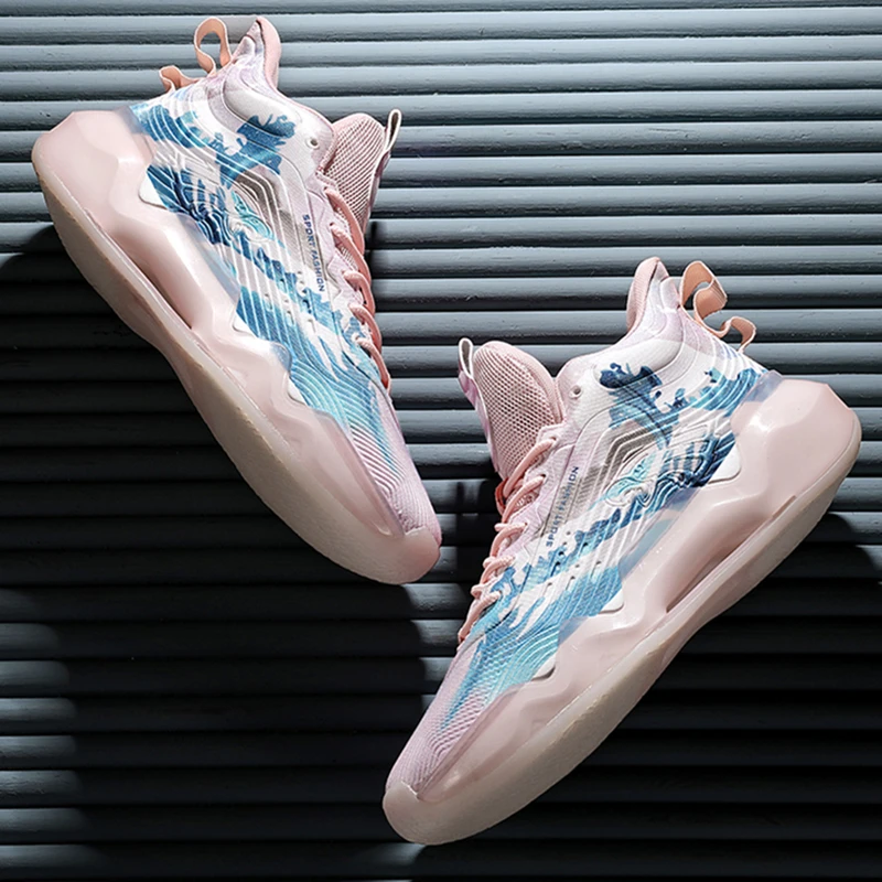 Unisex New High-top Basketball Shoes Men Women Sneakers Male Wear Resistant Air Cushioning Shoes Breathable Outdoor Sport Shoes