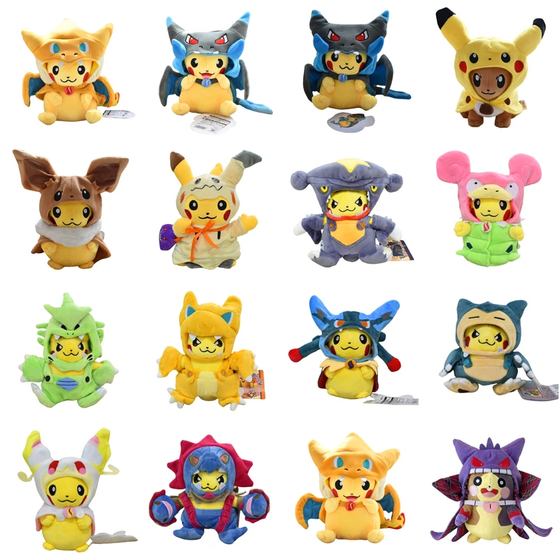 Аниме Pokem Coser плюшевая Пикачу Cos Garchomp Tyranitar Lucario Rayquaza мягкая кукла Kawaii игрушки хобби
