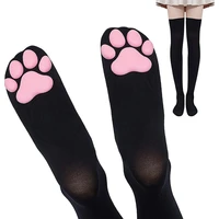 lolita overknee socks 3d anime print cat socks for women girls cute cat paw stockings white black over knee thigh cosplay sock