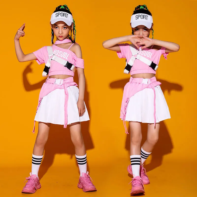 

Костюм для джазовых танцев и современных танцев розового цвета, детский модный костюм для девочек, платье для представлений для детского сада 61