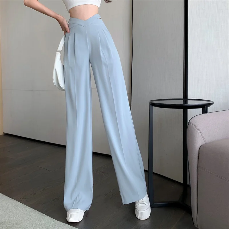 

Wide-leg Pants Women's Autumn High Waist Fashion Drape Casual Straight Loose Loose Floor Pants Long Pants 2022 Trendy Suit Pants