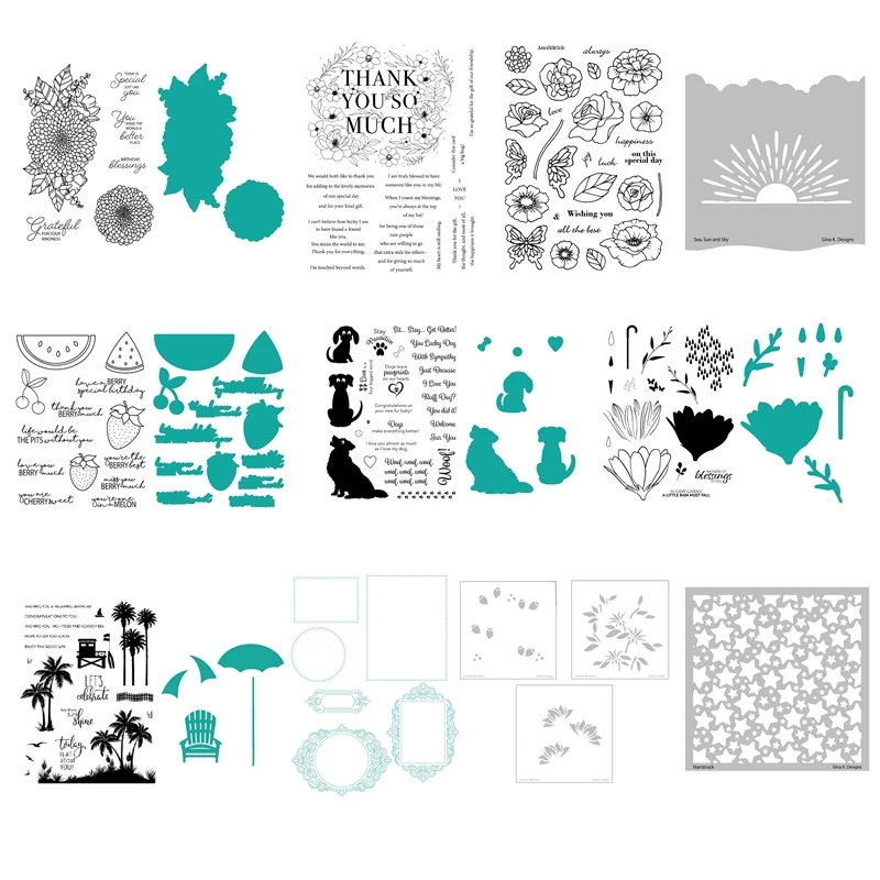 

June 2023 New Master Layouts 12 Dahlia Precious Pups Clear Stamps Stencils Cutting Dies for Scrapbooking Frame Card Craft