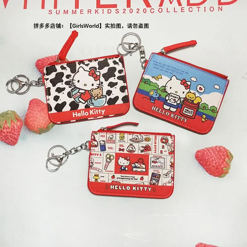 

Новый кошелек для мелочи 12 см, аниме Sanrios Hello Kittys, милый мультяшный кошелек для карт, для еды, для автобуса, маленький кошелек