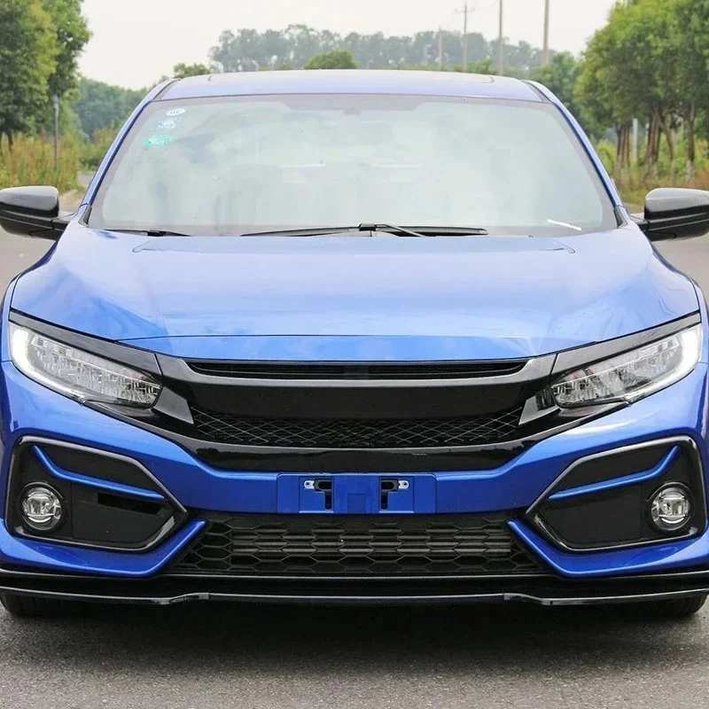 Фото Для Honda Civic 10-го поколения 2016 2017 2018 2019 2020 2021 автомобильный передний бампер гоночная решетка решетка верхний капот сетчатый обвес комплект внешний №3
