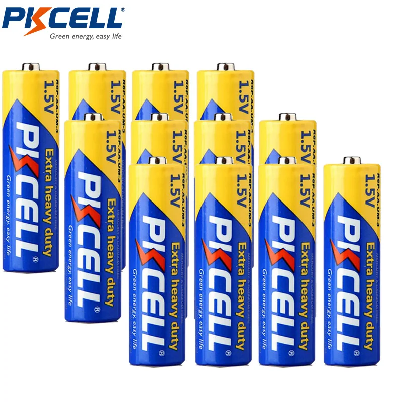 

12Pcs x PKCELL R6P 1.5V AA Battery Dry Battery Super Heavy Duty Batteries