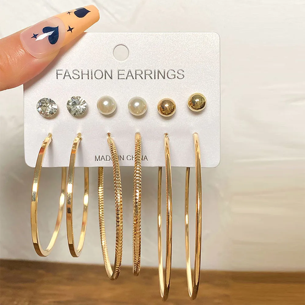 Модные серьги-гвоздики с искусственным жемчугом комплект из 12 предметов