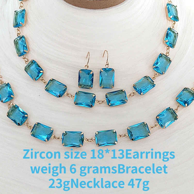 

Women's Jewelry Sets New Three-piece Luxury Gem Jewelry Accessories Earrings Necklaces Bracelets Premium Candy Color Jewelry