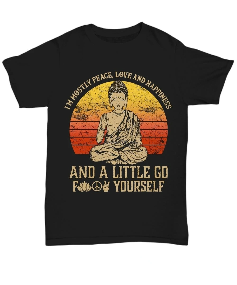 

Футболка унисекс для занятий йогой с надписью «I'm main Peace Love Happiness»