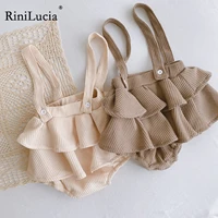 rinilucia infant baby girls summer soft casual sleeveless halter ruffle rompers elastic jumpsuit outfit fashion baby clothing