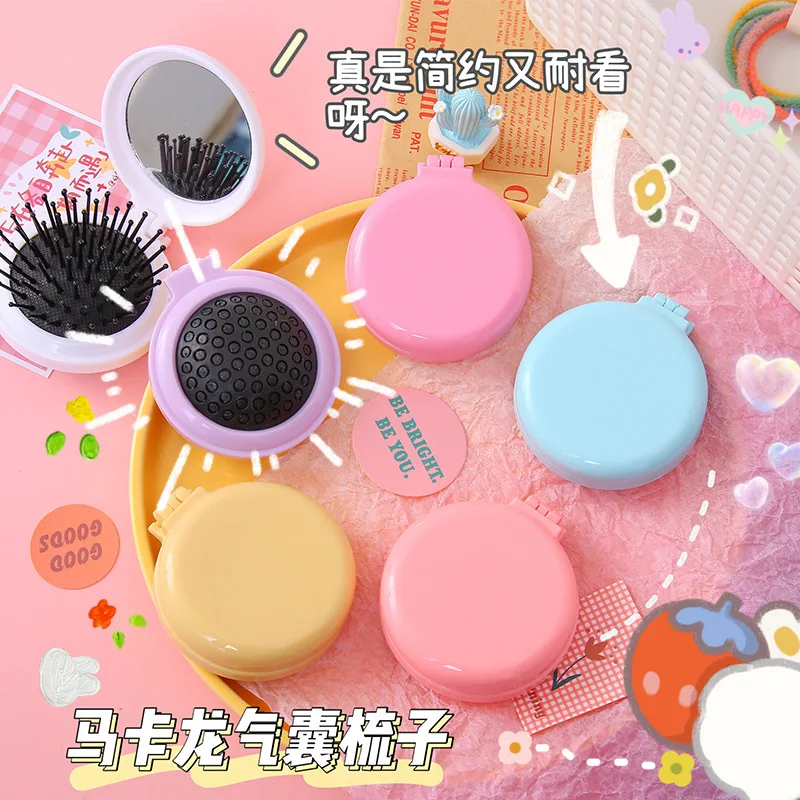

Airbag Air Cushion Massage Comb Macaron Solid Color Cute Mirror All-in-one Mini Portable Carry-on Comb Girl Head Massager