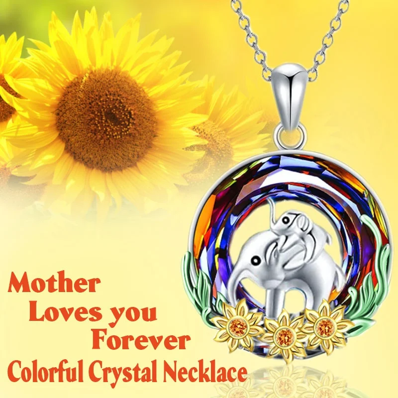 

2pcs Fashion Trend Cute New Crystal Ring Parent-child Elephant Necklace Women's Necklace Birthday Gifts Parent-child Accessories