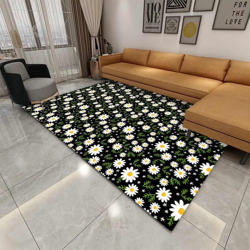 Бархатный коврик Reese с короткими волосами маленький свежий белый ромашки и