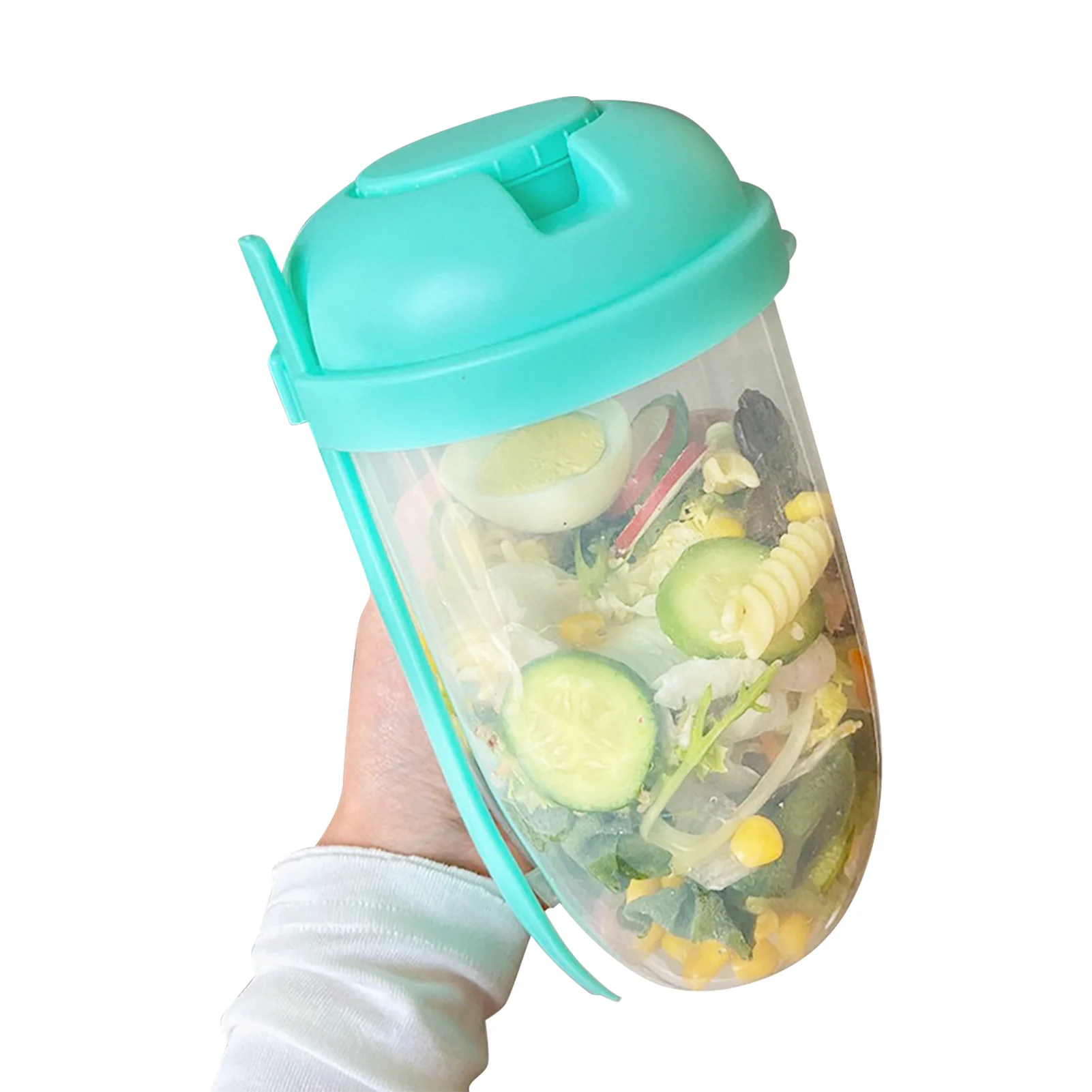 

Portable Salad Cup with Fork Large Capacity Multipurpose Picnic Bento Food Box Vegetable and Fruit Serving Cup จานเซรามิค