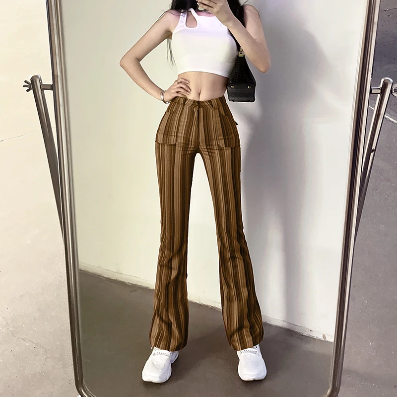 

Striped Printed Vintage Sweatpants Women High Waist Retro Harajuku Khaki Alt Korean Fashion Y2K Pants Aesthetic Jogger