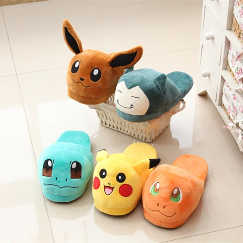 

5Styles Anime Pokemon Couple Slippers Pikachu Charmander Squirtle Snorlax Eevee Pet Elf Indoor Floor Cartoon Figure Shoes Gift