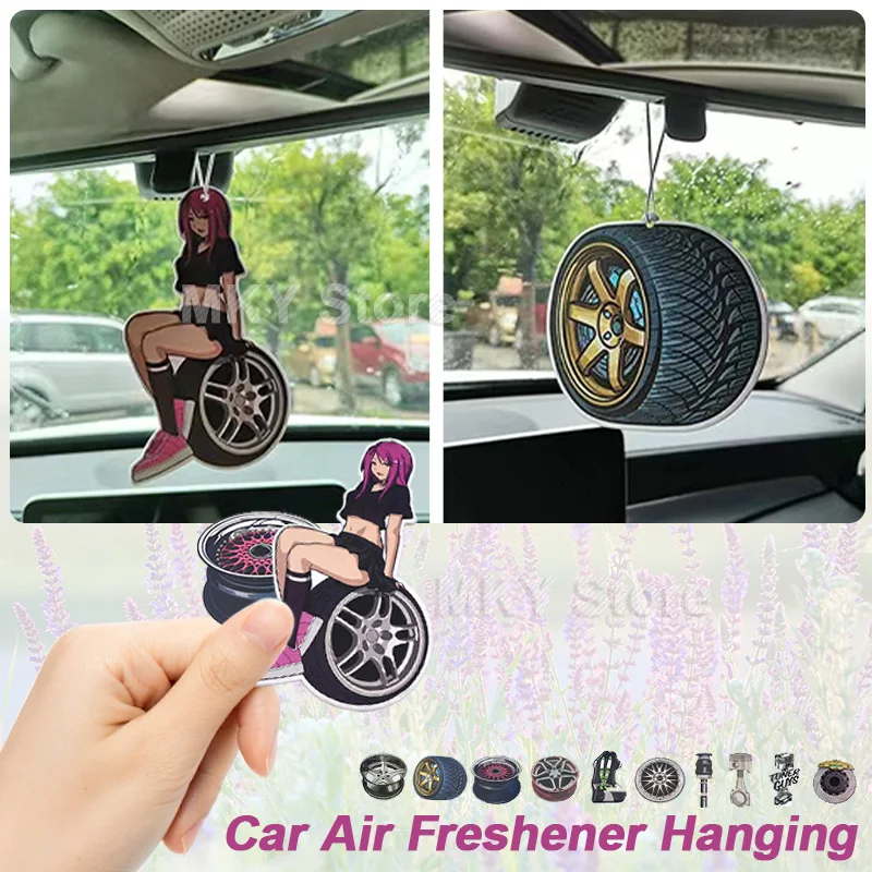 

1pcs Auto Paper Hanging Car Air Freshener Car wheel hub Style Car Rear View Mirrow Pendent Air Freshener Solid Paper Decoration