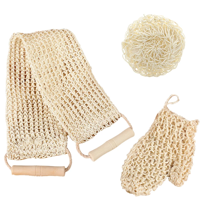 

Back Scrubber For Shower 3pcs/set Bath Scrubbing Glove Kit Back Washcloth Pull Strap Wash Cloth For Body Cleansing Scrubbing