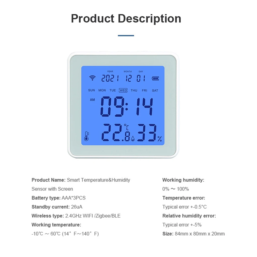

Tuya Zigbee Temperature Humidity Sensor LCD Hygrometer Detector Home