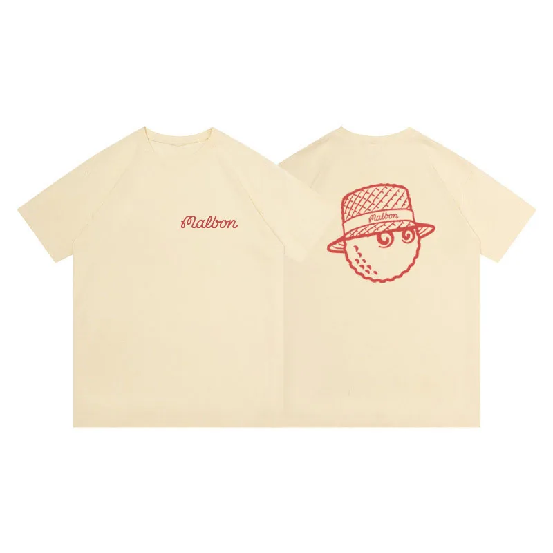 Golf T-shirt for Men Women Summer Cotton Top Golf Apparel Essential Script Large Cap Malbon Loose Street Short Sleeve T-shirt