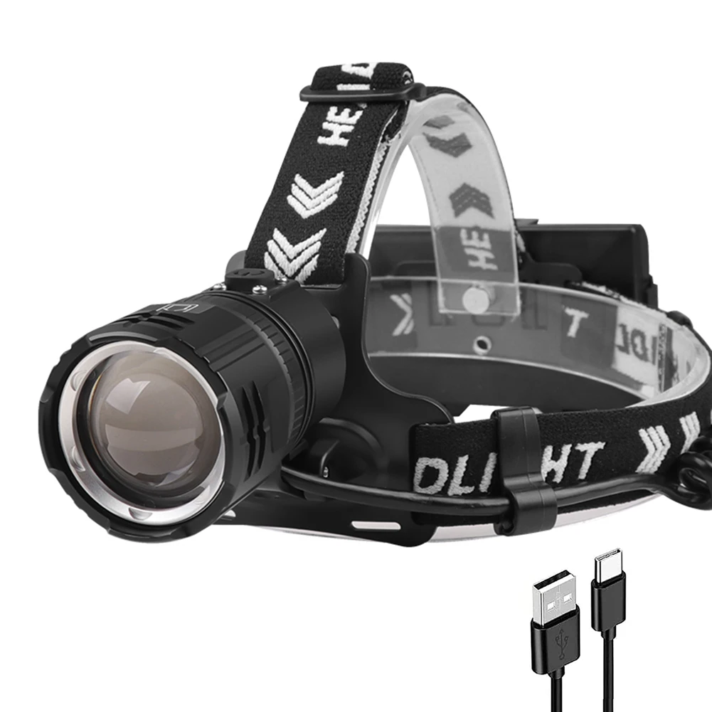 

1000LM Long-range Headlight 30W Head-mounted Flashlight Type-C USB Charging Telescopic Zoom for Camping Hiking Fishing Adventure