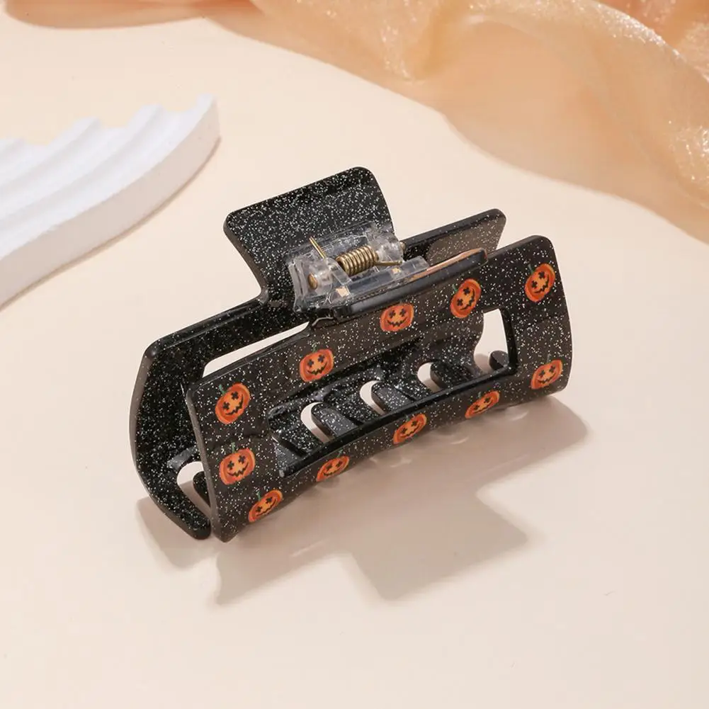 

Pumpkin Hair Claws Stylish Halloween Hair Grips Pumpkin Print Strong Claw Anti-slip Teeth Hair Accessories for Ponytails