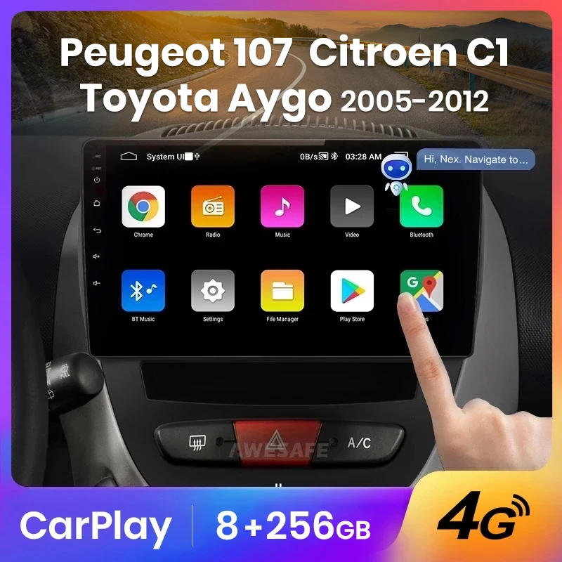 Автомагнитола AWESAFE PX9 для Peugeot 107 Citroen C1 Toyota Aygo 2 din Android |