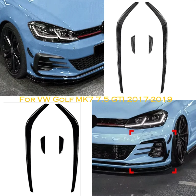 Фото Комплект из 2-х сплиттеров-воздуховодов для переднего бампера VW Golf 7.5 GTI 2017-2019, аксессуары для тюнинга экстерьера и обвеса. №1