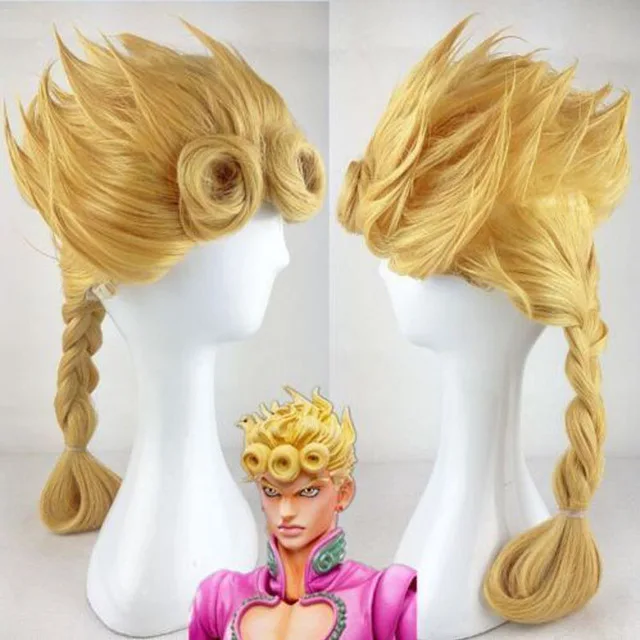 

Парик для косплея Джоджо из аниме «Невероятные приключения Джоджо», термостойкие синтетические волосы с золотой оплеткой, с шапочкой