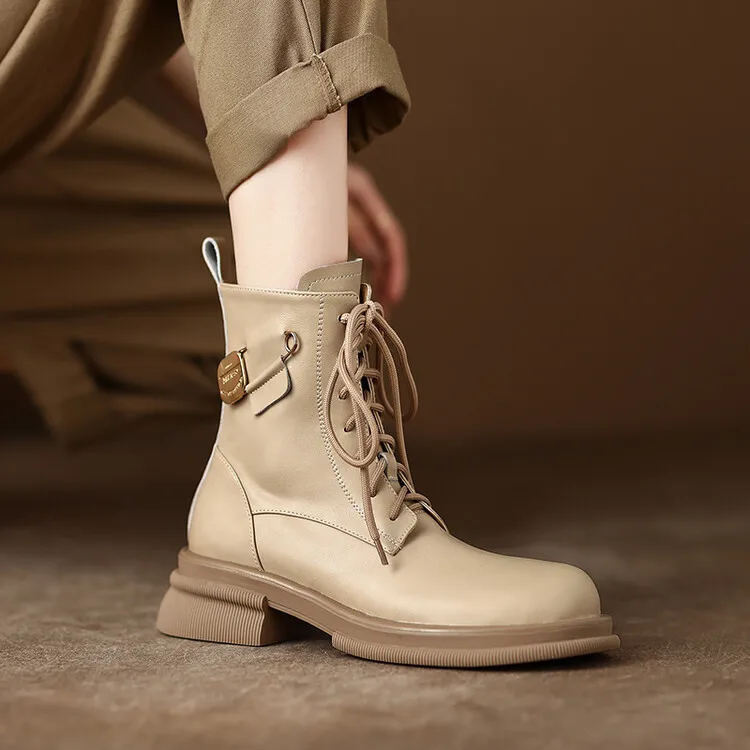 

Thick-soled metal Martin boots women's 2022 autumn and winter new British style thick heels retro Western style thin short boots